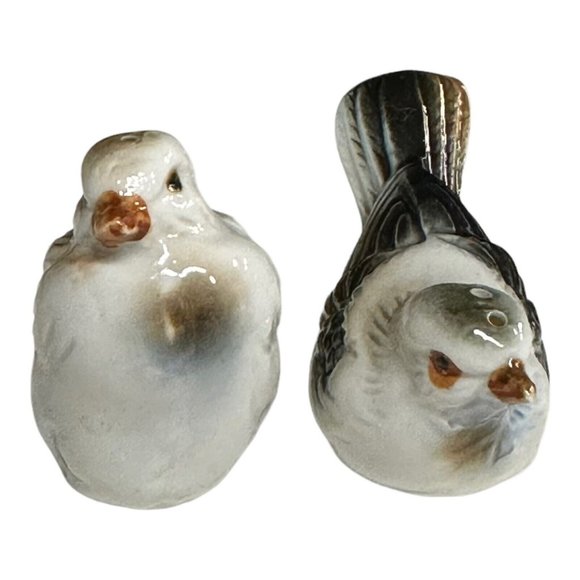 VTG Pair Bone China Brown Sparrow Birds Salt and Pepper Shaker Set 1980s Taiwan - Picture 2 of 9